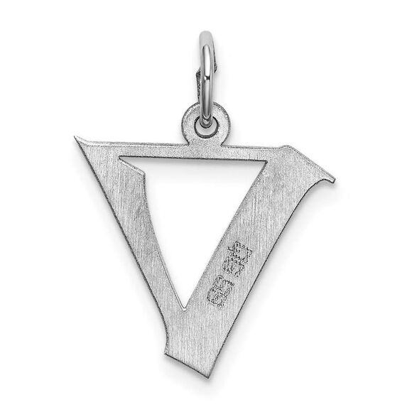 Sterling Silver Karlie Collection Artisan Block Initial Charm Letter V - Picture 3 of 4
